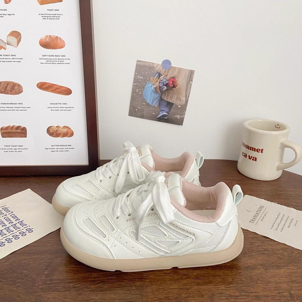 Spring ugly cute thick-soled women's double net breathable soft elastic student versatile sports little white shoes