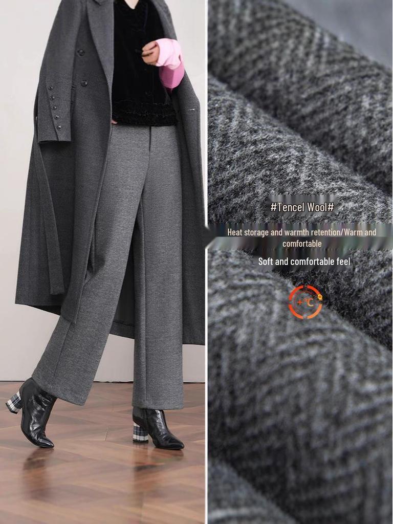 2025 Herbst/Winter High Waist Tencel Wolle Zigarettenhose: Schlankmachender lockerer Fall für vielseitige Freizeitkleidung