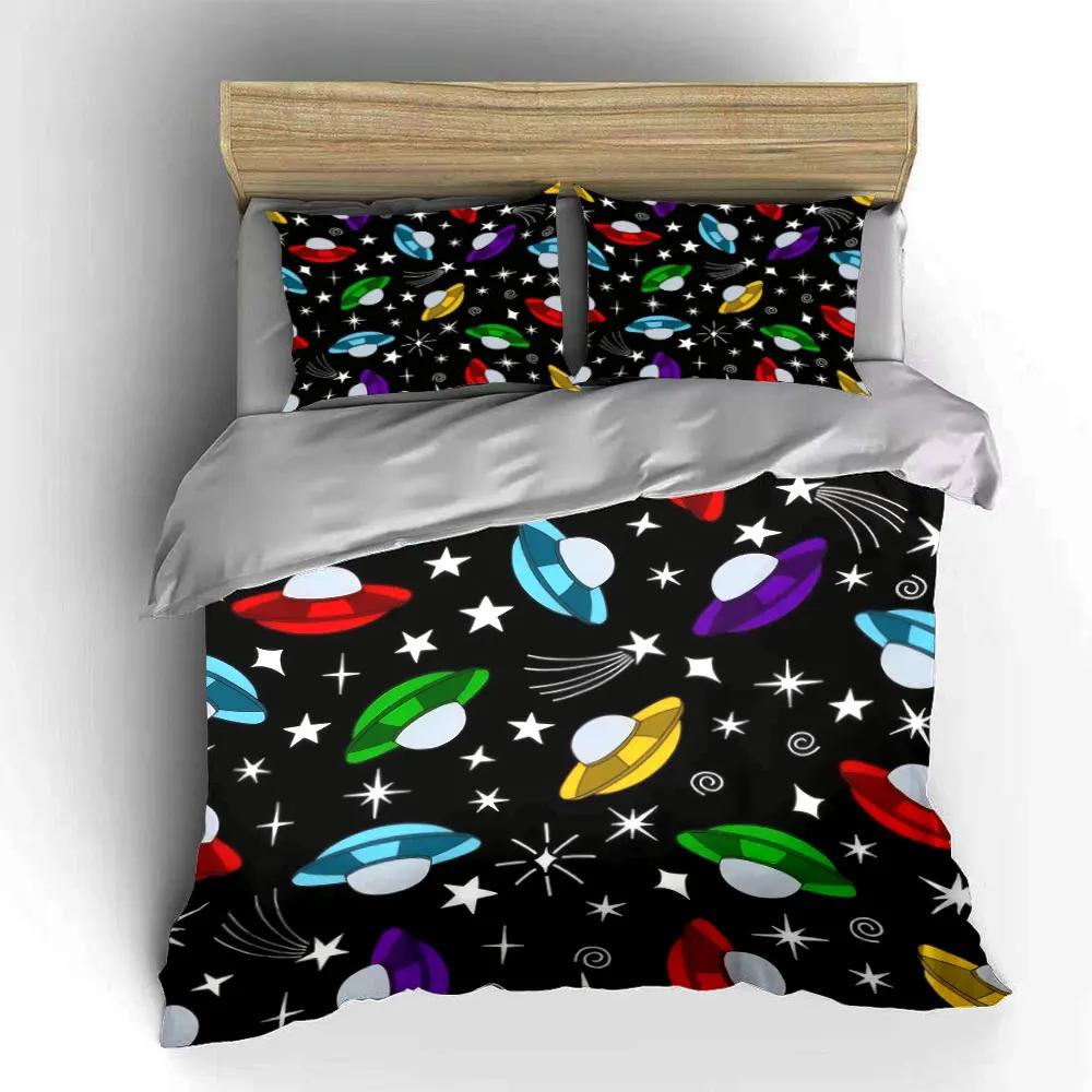 Colorful Space Theme Decor Set Soft Comfortable Duvet Cover Bedding Set Included 1*Duvet Cover & 2*Pillowcases Gift