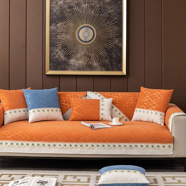 Stylowy pokrowiec na sofę z koronki Chenille, antypoślizgowy pokrowiec na fotel, dekoracyjne pokrowce na sofę modułową