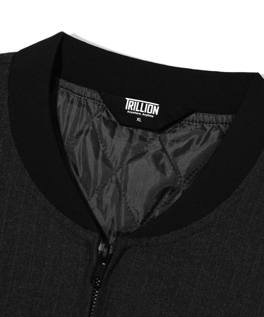 Trillion Pin Stripe Officer Crop Bomber Jacket_Black