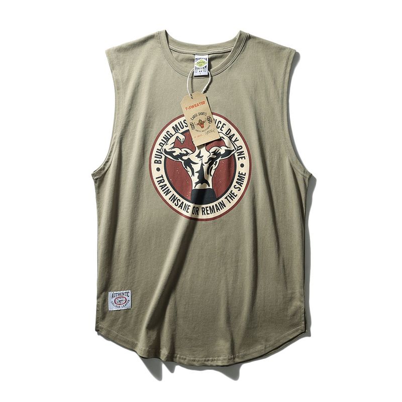 Fitness Vest Men's Summer Loose Training American Sports Wait Lifting Cotton Vest Men Hurdle Sleeveless T-shirt
