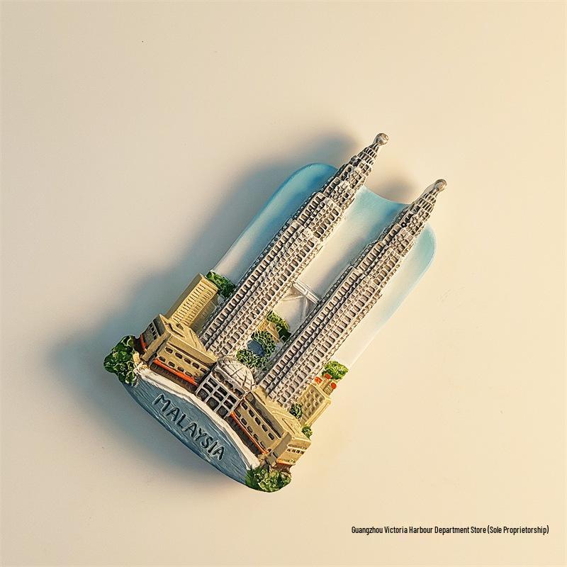 3D Kuala Lumpur Petronas Twin Towers Landmark Magnet Souvenir