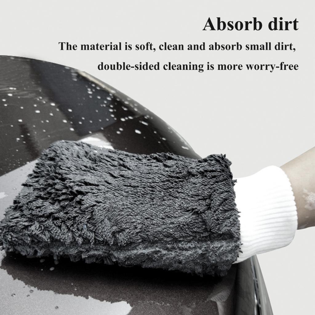 Microfiber Wash Mitt Super Absorbent Dual Sided Scratch Free Cleaning Work Gloves for Dry Wet Use