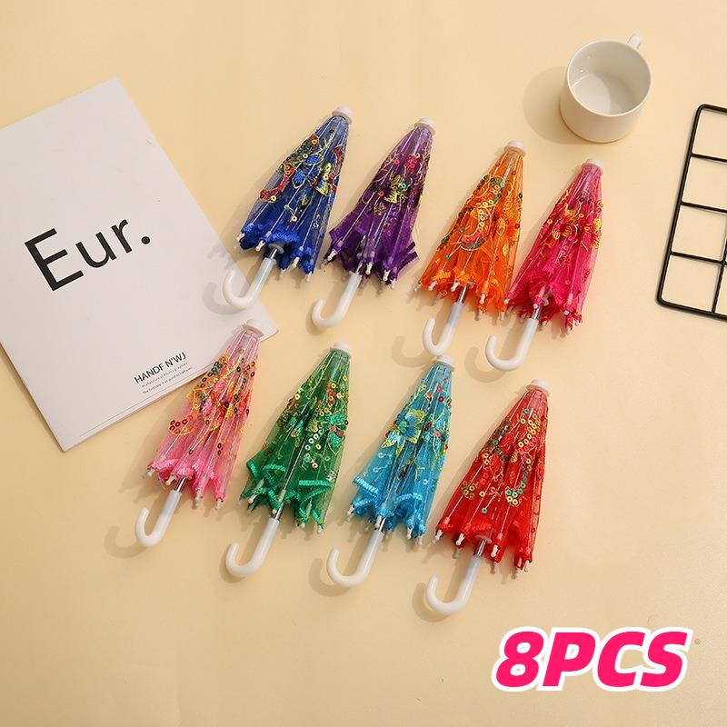 

8pack Decorative Mini Lace Umbrellas Foldable Craft Stainless Steel Frame Umbrella Photography Props Dance Studio Home Decortion Iron&8K