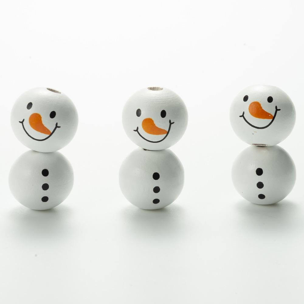 Christmas Snowman Wooden Beads Set DIY Xmas Tree Hanging Pendants Winter Santa Ornaments Creative Handmade Wood Loose Bead Decor