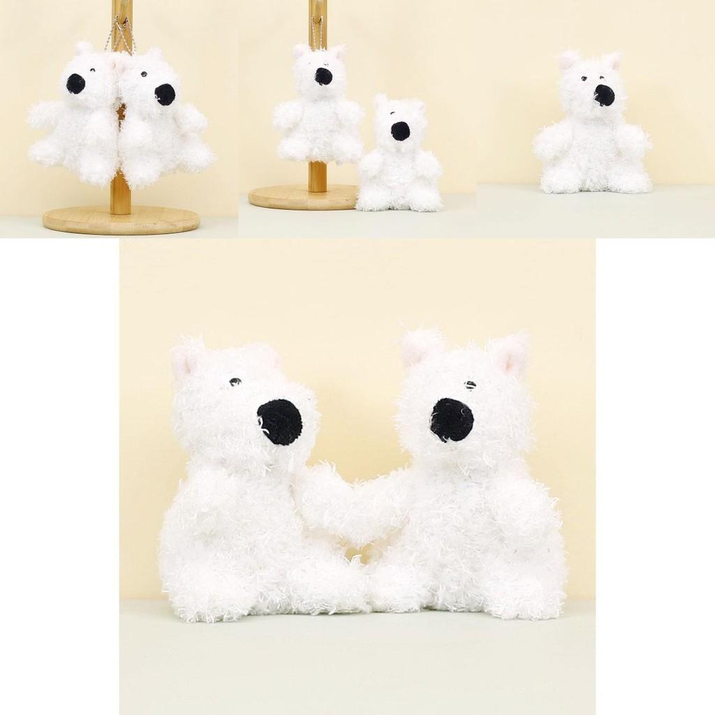 Cute White Westie Plush Keychain Fluffy Dog Bag Accessory Short Fur 13cm