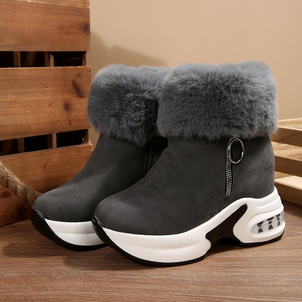 Women S Winter Warm Side Zip Snow Boots Platform Wedge Faux Fur Lined Shoes