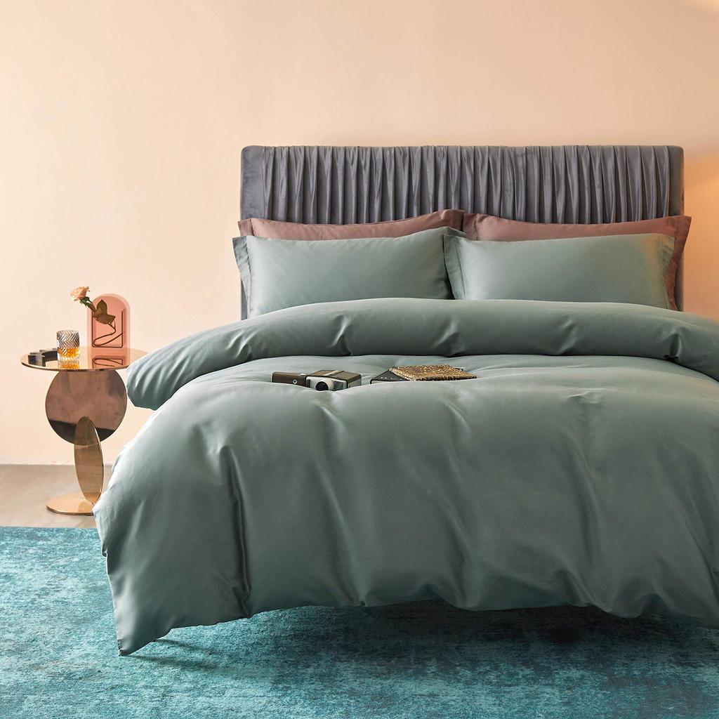 MILDLY Duvet Cover Set Egyptian Cotton Duvet Cover Set Duvet Cover Fitted Sheet 300TC Satin Good To the Touch and Highly Breathable For Those Who Want