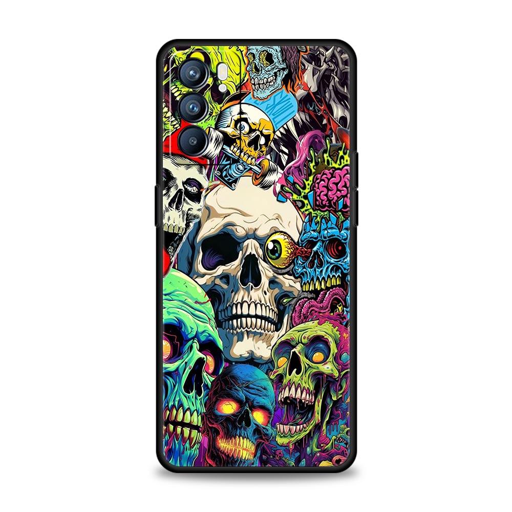 Skeleton Skull Phone Case For Oppo Reno 13 12 11 10 7 F Find X5 X6 A98 A80 A79 A78 A57 A54 A31 A17 Pro 5G Soft TPU Cover Fundas