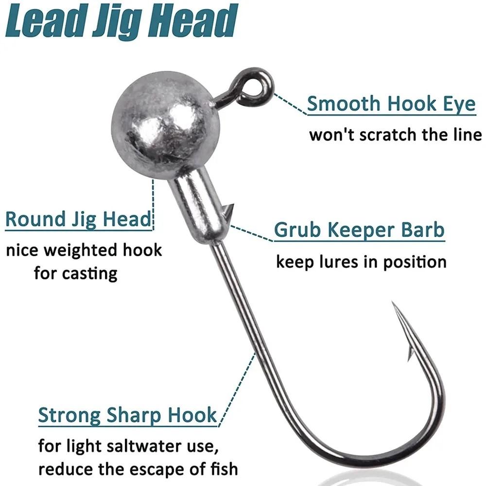 75Pcs Fishing Jig Heads Hooks Round Jig Head Fishing Lures Crappie Jig Heads Hooks for Bass Trout Crappie Walleye Fishing Tackle