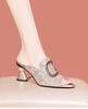 Rhinestone cool slippers women's 2025 summer new medium thick heel temperament high heel slippers women's shoes wear fish mouth sandals