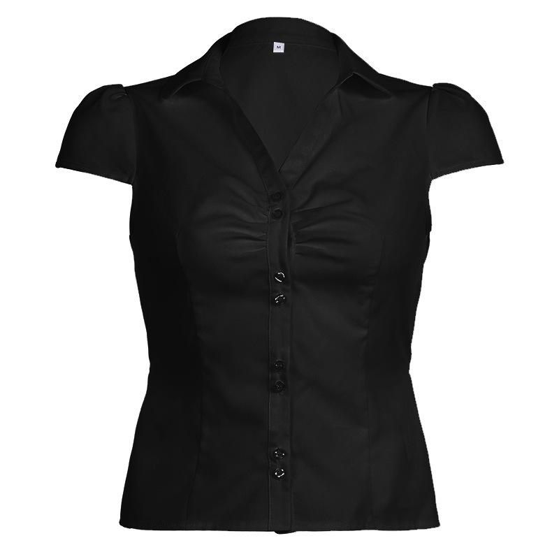IHUASU Camicette e camicie con collo a polo, maniche corte, stampa tinta unita, moda casual da donna