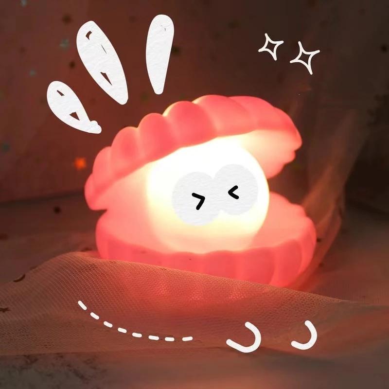LED Night Light Shell Decorative Luminaires Kawaii Room Decor Toys for Children Cartoon Bedroom Lights Holiday Gifts Birthday