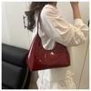 Glossy Faux Leather Crescent Bag for Women Fashionable Handheld Shoulder Purse Trendy Daily Clutch