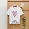 Mizqz Women Summer ShorT Sleeve T shirT hearT leTTering prinTing 3color