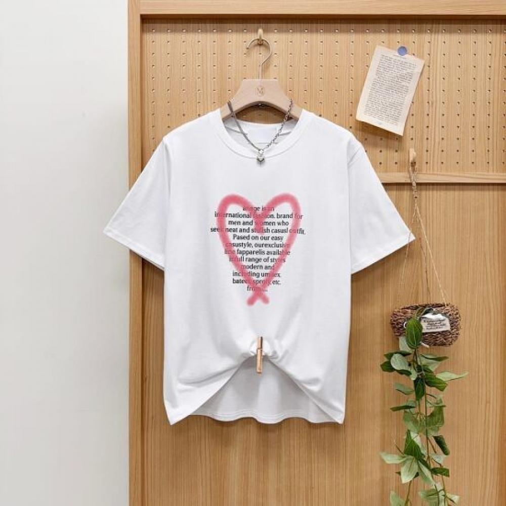 Mizqz Women Summer ShorT Sleeve T shirT hearT leTTering prinTing 3color