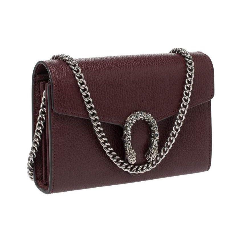 Gucci Dionysus Leather Chain Wallet Bag Burgundy Red Crystal Tiger Head Hardware Crossbody Clutch for Women Daily Commute 401231-CAOGN-6886