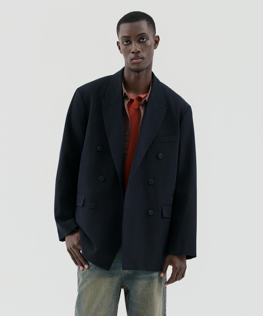 Tradclub Core Double-Breasted Over-Casual Setup Suit Blazer (Black)