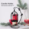Retro Hollow Out Bird Cage Iron Hanging Candle Holder Candlestick Lantern Home Decor (Black)