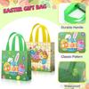 6 Pieces Easter Gift Bags Bulk Reusable Cute Easter Tote Bags with Handles Bunny Eggs Non Woven Holiday Goodie Basket
