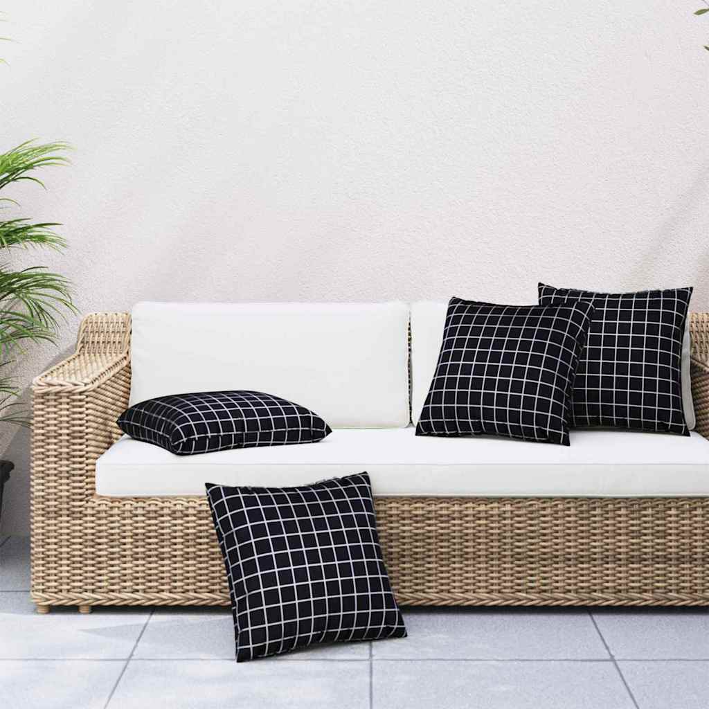Scatter Pillows 4 Pcs Black Checkered 40 X 40 Cm Polyester Fabric