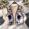 Crop Tops Womens Embroidery Floral Vintage Vest Women V-neck Camisole Female Summer Almighty Tank Top Retro Style