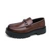 Men's Thick-Soled Patent Leather Height-Increasing Loafers with Chunky Heel
