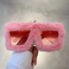 New Fashion Soft Full Plush Sunglasses Women For Men Y2K Fur Velvet Pink Sun Glasses Luxury Brand Designer Punk Party Eyeglasses