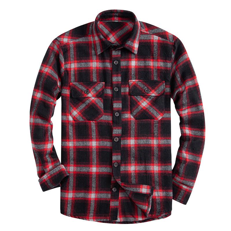 Fashion Casual Versatile Simple Plaid Tooling Long Sleeve Shirt Trendy Shirt Youth