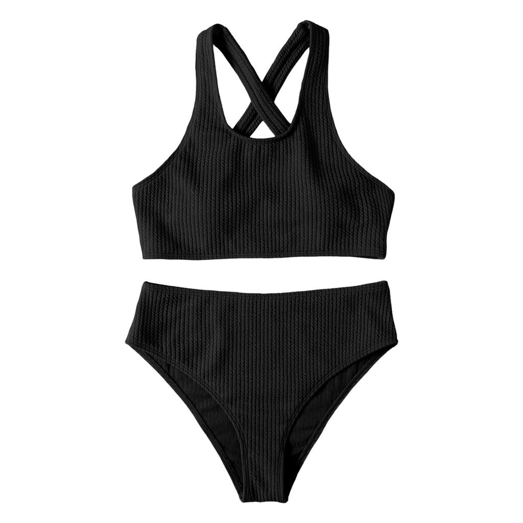 Damskie seksowne jednolite bikini jednolity kolor rozdzielne z wkładkami na biustonosz bez fiszbin strój kąpielowy