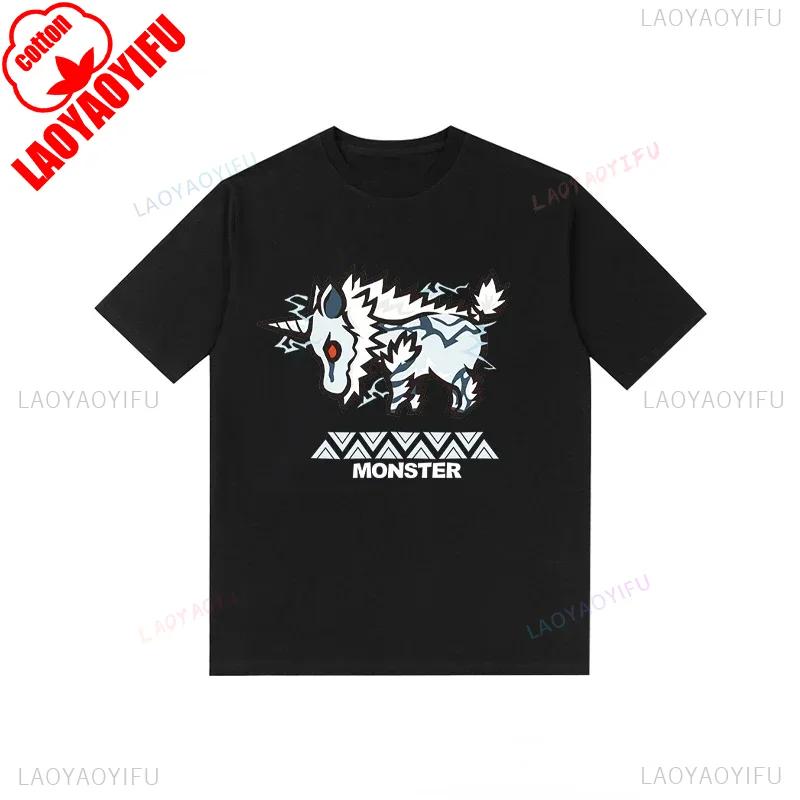 Monster Hunter Tshirt Funny Game Fans Cartoon Tops Cotton Korea Style Short Sleeve T Shirt Casual Hipster Streetwear Man Tees