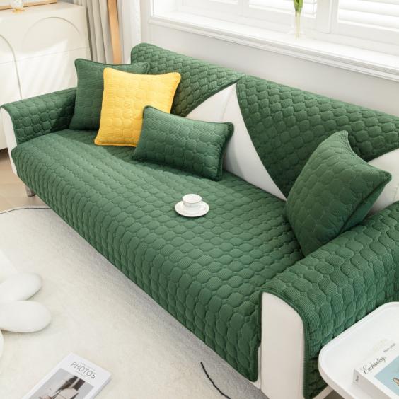 

Товстий плюшевий чохол для дивана. Європейський універсальний рушник для дивана. Стійкий до ковзання. Простий нековзкий сидячий рушник. 90*210 армія зелений колір
