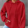 Autumn and Winter Ladies Casual Solid Color Waffle Hooded Long-sleeved Sweater