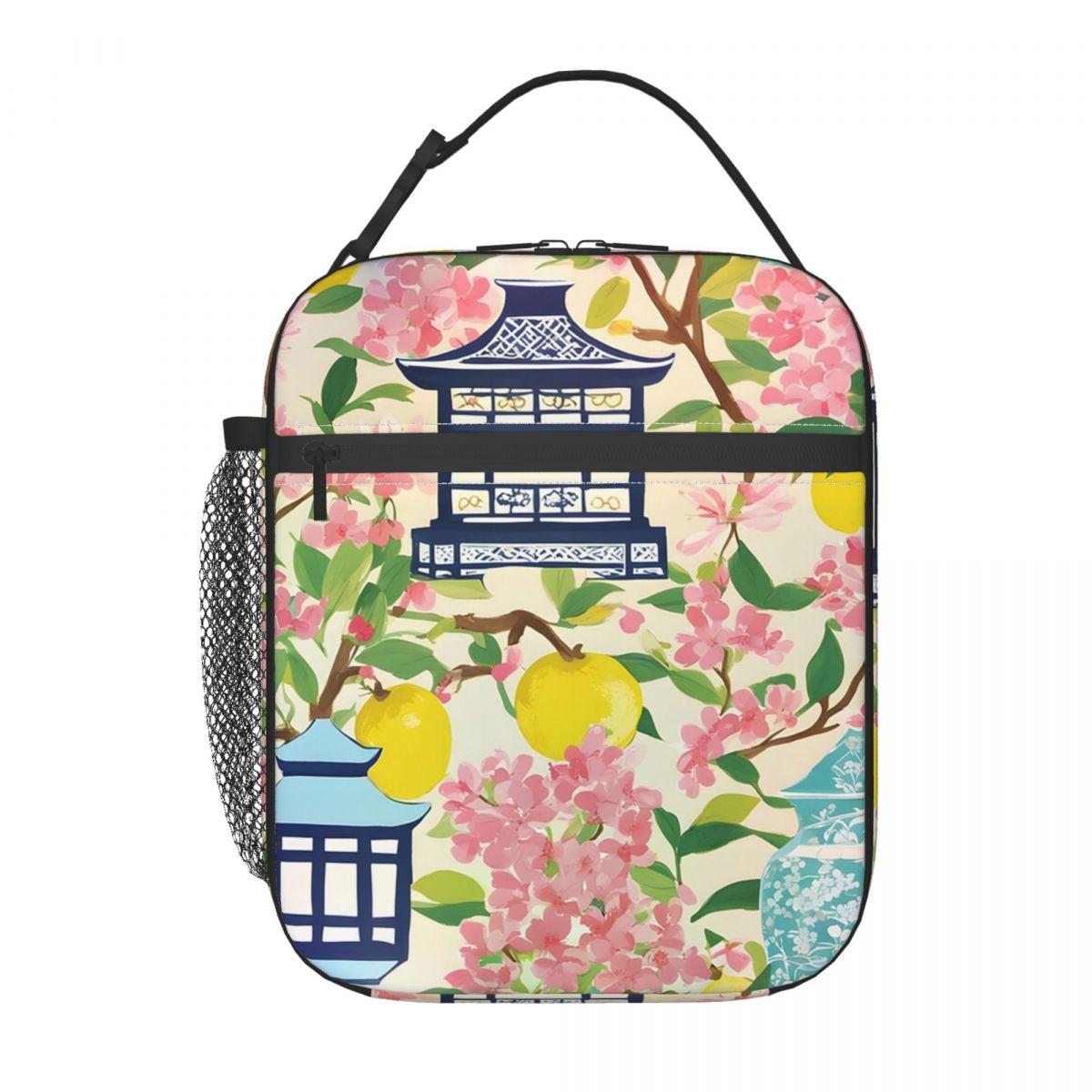 

Японская пагода и вишневый цвет Insulated Lunch Bag для женщин и детей, герметичные пищевые контейнеры, термоланч-бокс, сумка-тоут One Size