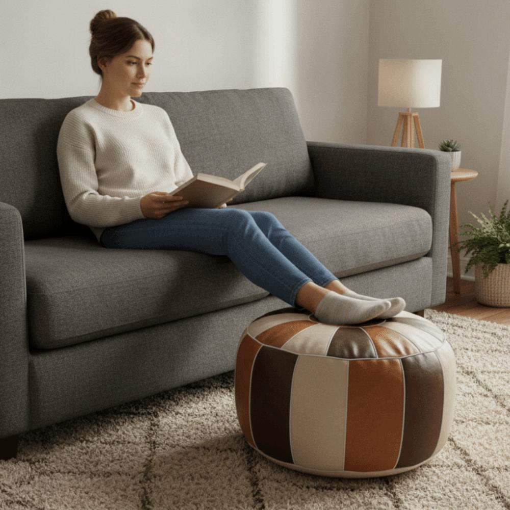 Kürbisförmiger Fußhocker Sitzsack Ungefüllte Pouf Kissenhülle Kleideraufbewahrungstaschen Fußstütze