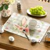 Bunny Rabbit Ears Buffalo Plaid Flower Easter Placemats Set of 6, 12x18 Inch Seasonal Spring Table Mats for Party Kitchen Dining Decoration