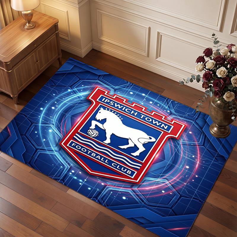 Tappeto in Velluto di Cristallo con Stampa Calcio Ipswich Town, Tappeto da Pavimento Interno Comodo Assorbente d'Acqua Antiscivolo