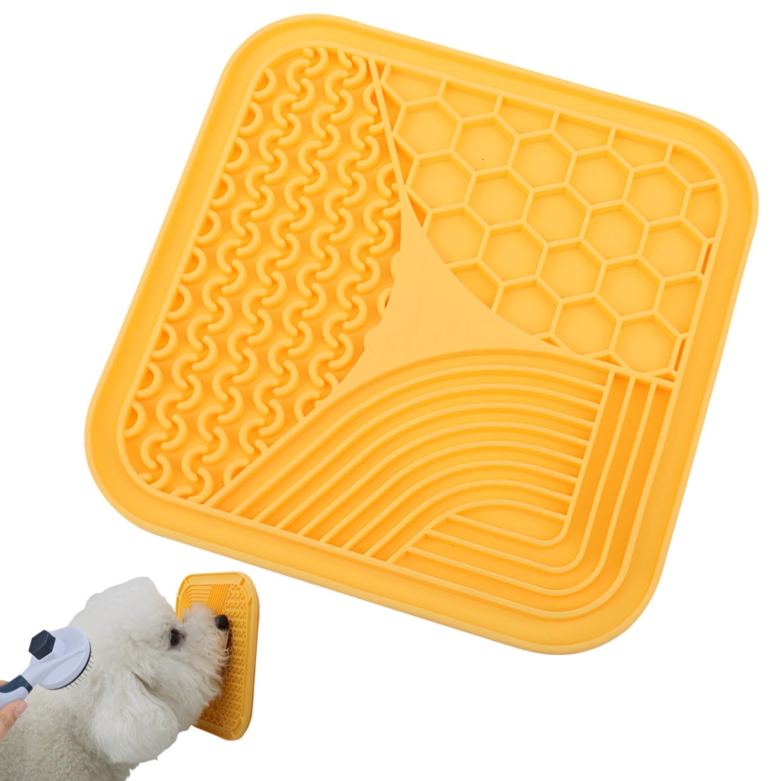 

Fogman Dog Slow Feeder with Suction Cups, Washable, Silicone Bowl, Designed by a Registered Pet Nutritionist (Yellow, 15x15cm)