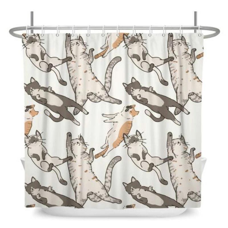 Funny Animal Shower Curtains Bath Courtain Decor Cute Cartoon Cat Dog Sea Turtle Fish 3d Kid Creative Bathroom Accessories Set