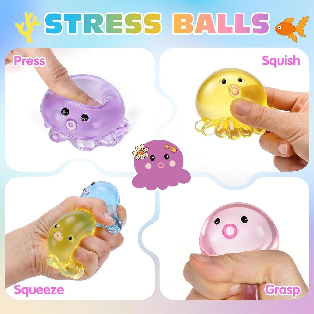 Octopus Stress Balls For Adults Kids Taba Squishy Fidget Toys For Anxiety Relief, Cute Squeeze Ball For Classroom Prize Birthday