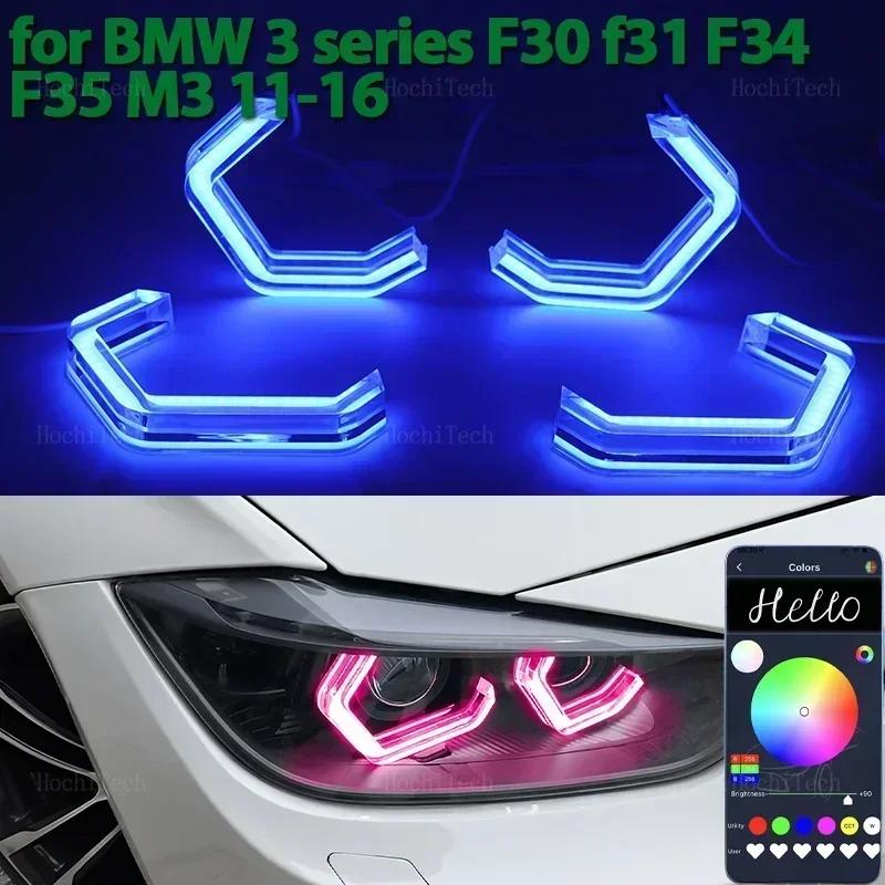 Inele Angel Eyes RGB Colorate LED Stil M4 Control prin Aplicație DRL Far pentru BMW Seria 3 F30 F31 F34 F35 M3 2011-16 318i 320i 328i