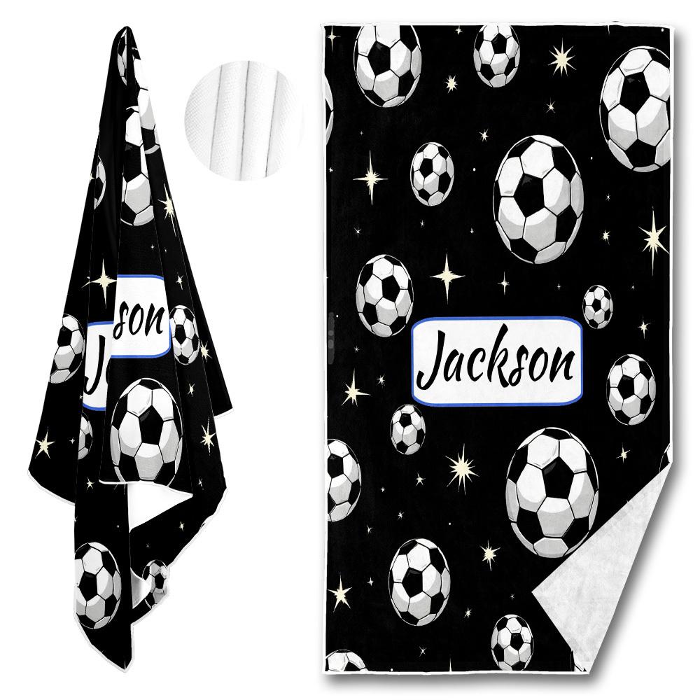 Custom Soccer Beach Towel Personalized Name Football Microfiber Bath Towel 160x80cm Soft Quick Dry Swimming Pool