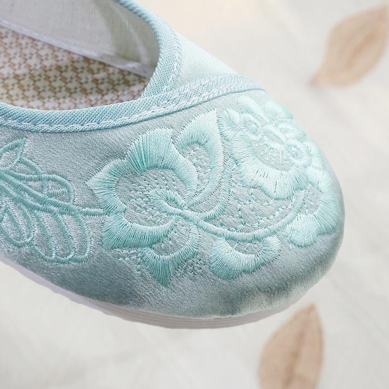 Dámské boty Hanfu - Jaro/Léto, Plochá Zenová Výšivka, Nízký Podpatek Etnický Styl pro Čajové Umělkyně