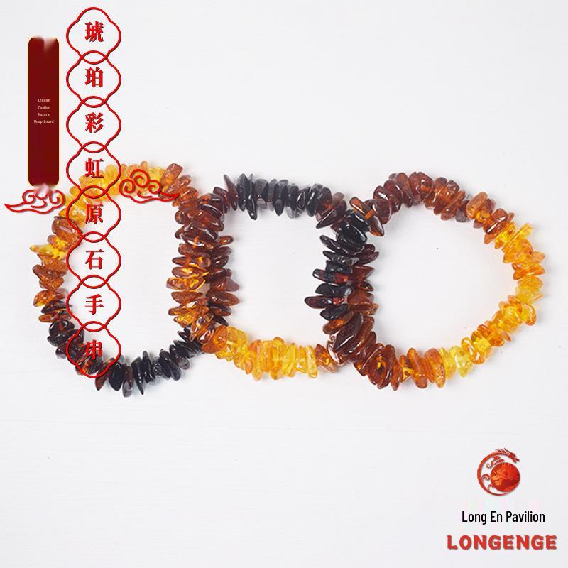 Natural Baltic Amber Rainbow Stone Bracelet - New Chinese Style, Purified Water