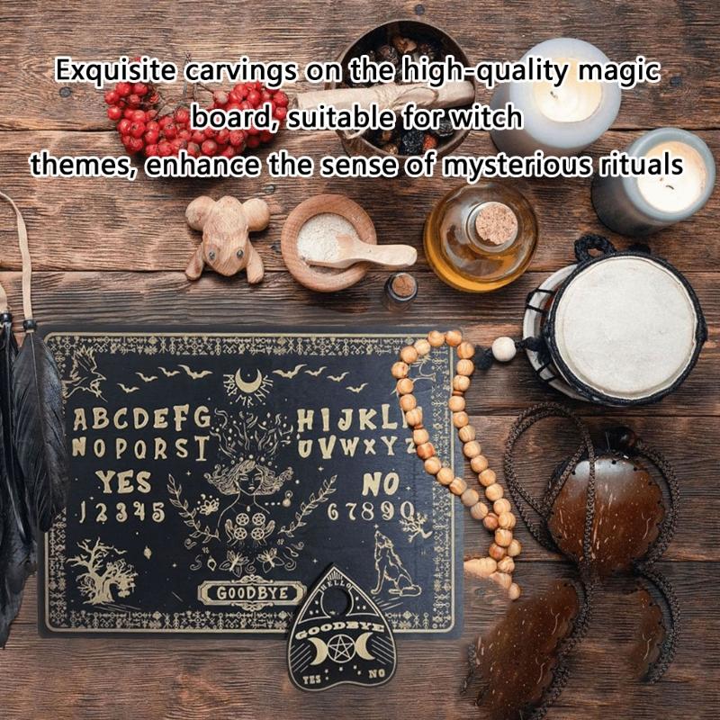Wooden Divination Pendulum Board Metaphysical Message Board Large Wooden Spirits Board for Teens Adults Birthday Party