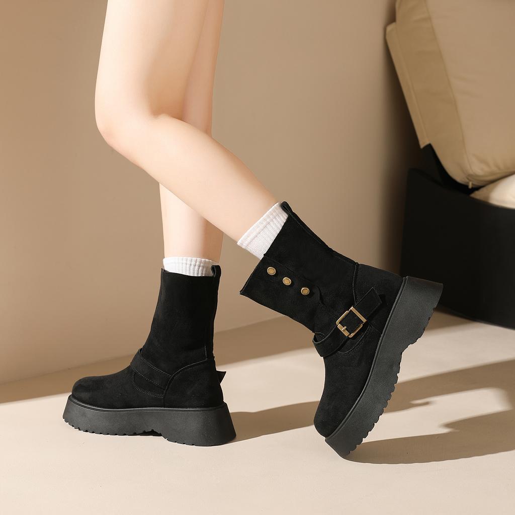 Vintage Casual Versatile Women's Short Boots, Fashionable Dual-wear Thick-soled Fashion Boots for Autumn and Winter Seasons