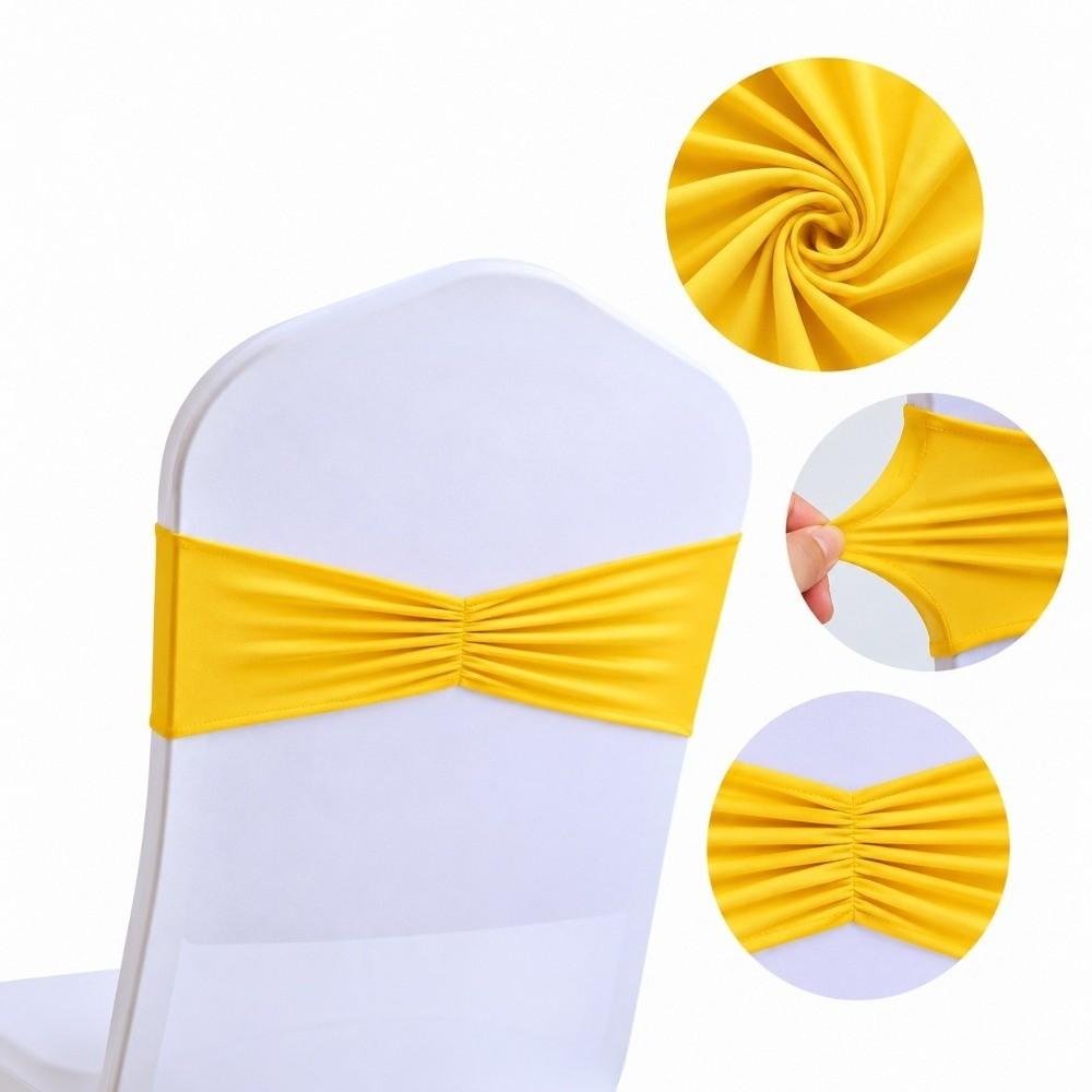 5pcs No Tie Chair Sashes Spandex Material Spandex Chair Sashes Chair Cover Decor Bands For Wedding