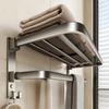 Gun Gray Towel Rack  Foldable Towel Rack  Non Perforated Bathroom, Bathroom Storage Rack  Wall Mounted Bathroom Pendant