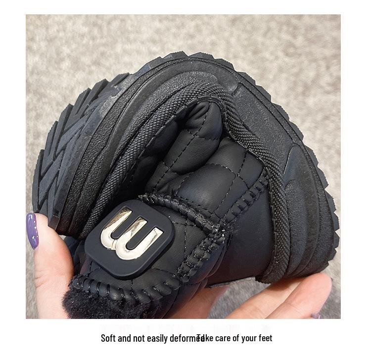 2025 Winter Kids' Mid-Calf Snow Boots: Thick Warm Velvet, Short Style for Girls and Boys